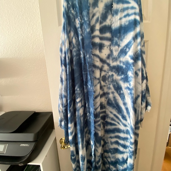 Fabulous Blue tie dye ethereal KIMONO Plus sz - Picture 3 of 6